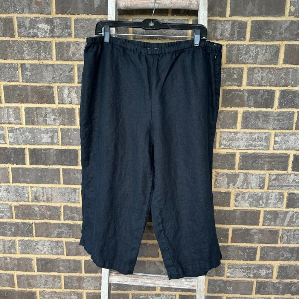 JM Collection Women's linen capri pants black size 16